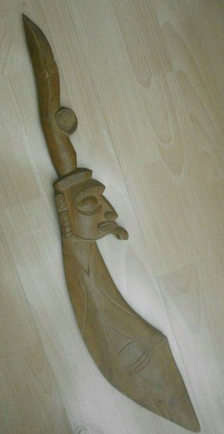 vintage carved Easter islands dance paddle Polynesian Tiki collector 4