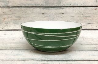 Vintage Cathrineholm SATURN Enamel Bowl Green White Swirls Rare HTF Mid Century 2