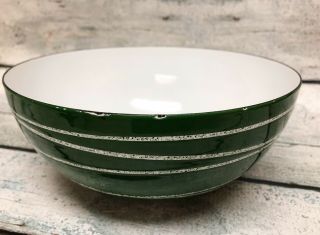 Vintage Cathrineholm SATURN Enamel Bowl Green White Swirls Rare HTF Mid Century 3