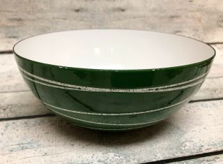 Vintage Cathrineholm SATURN Enamel Bowl Green White Swirls Rare HTF Mid Century 4