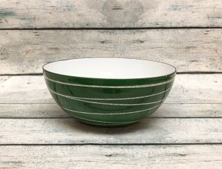 Vintage Cathrineholm SATURN Enamel Bowl Green White Swirls Rare HTF Mid Century 5
