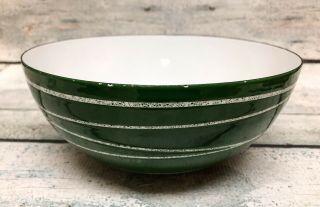 Vintage Cathrineholm SATURN Enamel Bowl Green White Swirls Rare HTF Mid Century 6