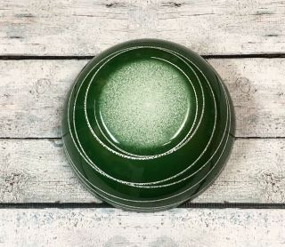 Vintage Cathrineholm SATURN Enamel Bowl Green White Swirls Rare HTF Mid Century 8