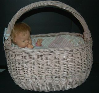 Vintage Vogue Baby Dear Doll Eloise Wilkins 12 " C1960 Basket Bassinette