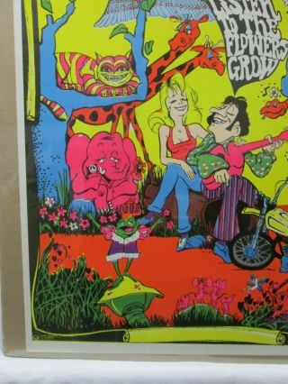 LISTEN TO THE FLOWERS BLACK LIGHT PSYCHEDELIC VINTAGE POSTER GARAGE 1971 CNG521 4