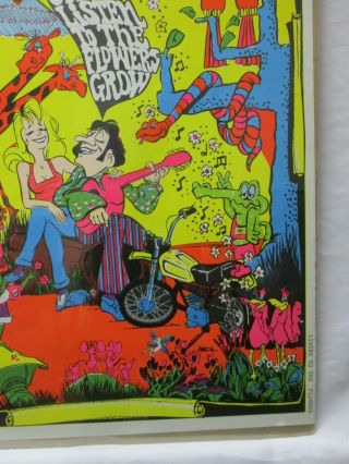 LISTEN TO THE FLOWERS BLACK LIGHT PSYCHEDELIC VINTAGE POSTER GARAGE 1971 CNG521 5