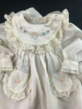 Finest Silk Authentic Doll Dress Antique Style For App 20 - 21 " Doll