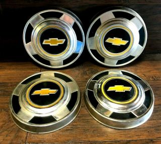 Set Of 4 Vintage 1973 Chevrolet Truck Dog Dish Oem Hubcaps Fits Chevy Pickup