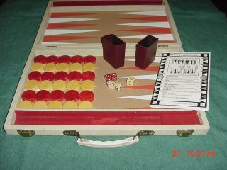 Vintage Backgammon Set Butterscotch Red Marble Complete Set W Orig Instructions