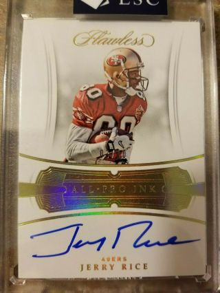2018 Panini Flawless All Pro Ink Gold Jerry Rice 03/10 Ssp On Card Auto,  Rare