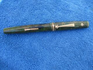 Vintage Wahl Fountain Pen Green Marble Roller Ball Clip 14k Nib