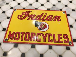 Vintage Indian Motorcycles Porcelain Sign Gas Station Pump Plate Motr Oil