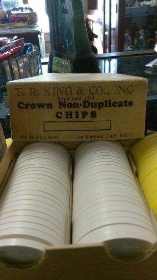 T.  R.  King & CO.  Crown Non - duplicate Chips - 4 colors - Vintage - 200pc 2