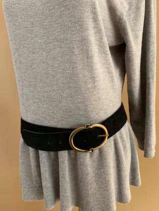 Unisex 40” Vintage Vintage Ralph Lauren Horse Bit Buckle Suede Black Belt Rll