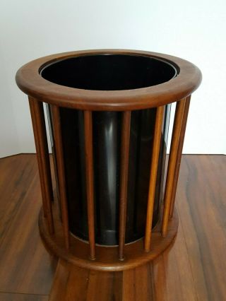 Vtg Umanoff Mid Century Modern Walnut Side Table,  Waste Can,  Plant Holder