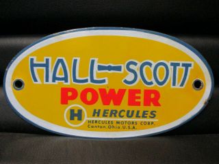 Vintage Hall - Scott Power Hercules Engine Hood Emblem Porcelain Sign