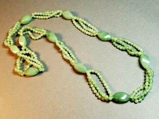 Vintage Chinese Jadeite Jade Hard Stone Bead Necklace