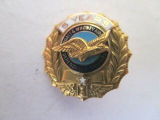 Vintage Pratt & Whitney Employee 5 Year Service Pin 14k Yellow Gold