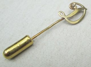 Vintage 9ct Gold 375 Initial D Set With Diamond Stick Pin