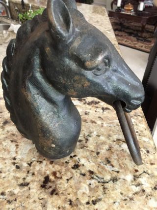 Vintage Antique Cast Iron Horse Head Hitching Post Top 8 1/2 Tall Rare