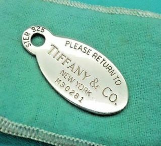 Vintage Return To Tiffany & Co.  Large Oval Dog Tag Silver Pendant Only