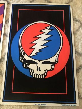 Vintage Velvet Blacklight Poster (grateful Dead) Steal Your Face 1996 23 X 35