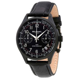 William L 1985 Vintage Chronograph Black Dial Men 