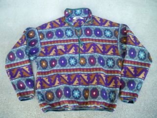 Vintage Columbia Fleece Jacket Mens Large Vaporwave Indian Ski Aztec 1/2 Zip Usa