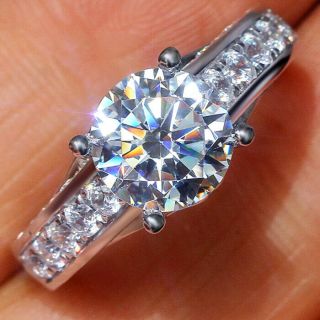2.  9ct 14k White Gold Over Halo Diamond Anniversary Engagement Wedding Ring R2