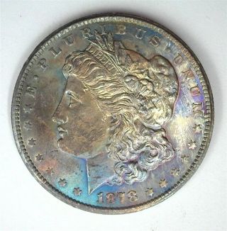 1878 - Cc Morgan Silver Dollar Gem Uncirculated,  Rare In Gem Rainbow Toning