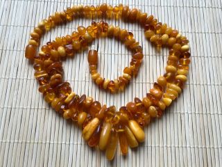 Old Gem Antique Beads Vintage Amber Jewelry Stone Necklace Gemstone Gift For