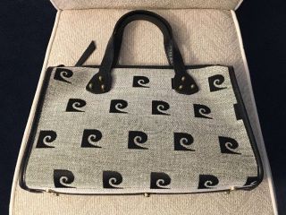 Vintage 1960s Pierre Cardin Paris Signature Canvas & Leather Satchel Handbag