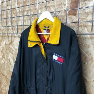 Vintage Tommy Hilfiger Big Logo Jacket - L Large (xl 2xl Xxl ?) - Black/yellow