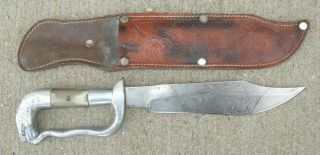 Vintage 8 " Mexican Bowie W/full Cast Alum Snake Handguard Handle Agave,  Volcano