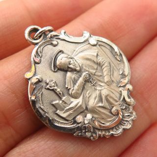 925 Sterling Silver Vintage Old Stock St.  Alphonsus Liguori Charm Pendant 3