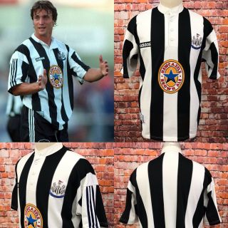Newcastle United Fc Size Uk Large Vintage Adidas 1995 - 1997 Home Football Shirt
