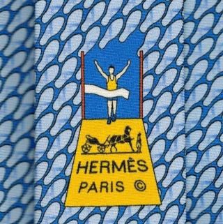 Cool Hermes Tie Heavy Silk Twill Lt Blue " Marathon Man " Rare