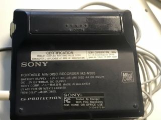Vintage Sony Walkman Mini Disc Player & Recorder MZ - N505 Type - R 6