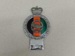 Vintage Chrome Enamel J R Gaunt Royal Tank Regiment Car Badge Auto Emblem
