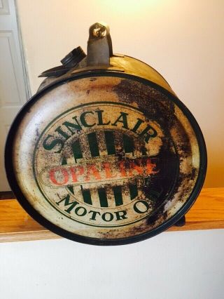 Rare Sinclair Opaline Motor Oil 5 Gallon Rocker Can Gas Station 2