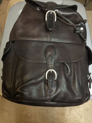 Vintage London Fog Brown Distressed Leather Backpack Rucksack W/ Buckle Straps