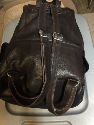 Vintage LONDON FOG Brown Distressed Leather Backpack Rucksack w/ Buckle Straps 3