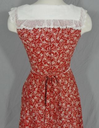 vtg 70S GUNNE SAX RED FLORAL CALICO CORSET LACE PRAIRIE HIPPY BOHO MAXI DRESS S 7