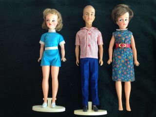 Vintage 1960s Ideal Family,  Tammy,  Mom & Dad In Clothes 12 " Fashion Dolls