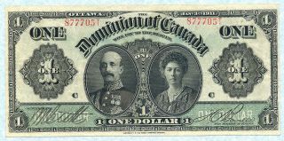 Canada 1 Dollar 1911 P27b Vf,  Rare