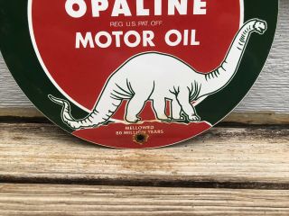 VINTAGE SINCLAIR OPALINE MOTOR OIL W/ DINO PORCELAIN METAL GASOLINE SIGN GAS 5