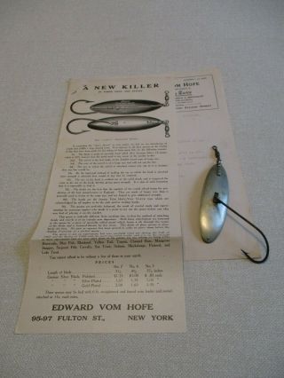Rare Early Edward Vom Hof Advertising Circular With Letter And Matching Bait