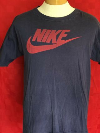 Rare 1980s Old Nike T - Shirt Red On Navy Tee Cross Training Classic Label