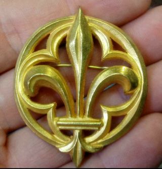 Vintage Arthus Bertrand Edit Gold French Fleur De Lis Paris Pin Brooch