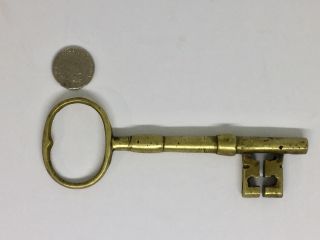Vintage Large Solid Brass Skeleton Key Hand Made Antique A151 - 22